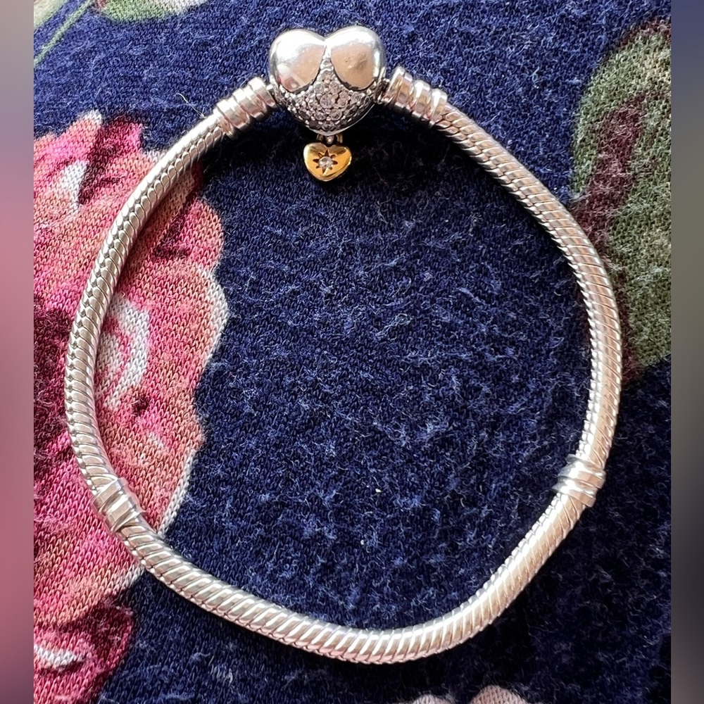 Pandora Silver and Gold Heart Bracelet